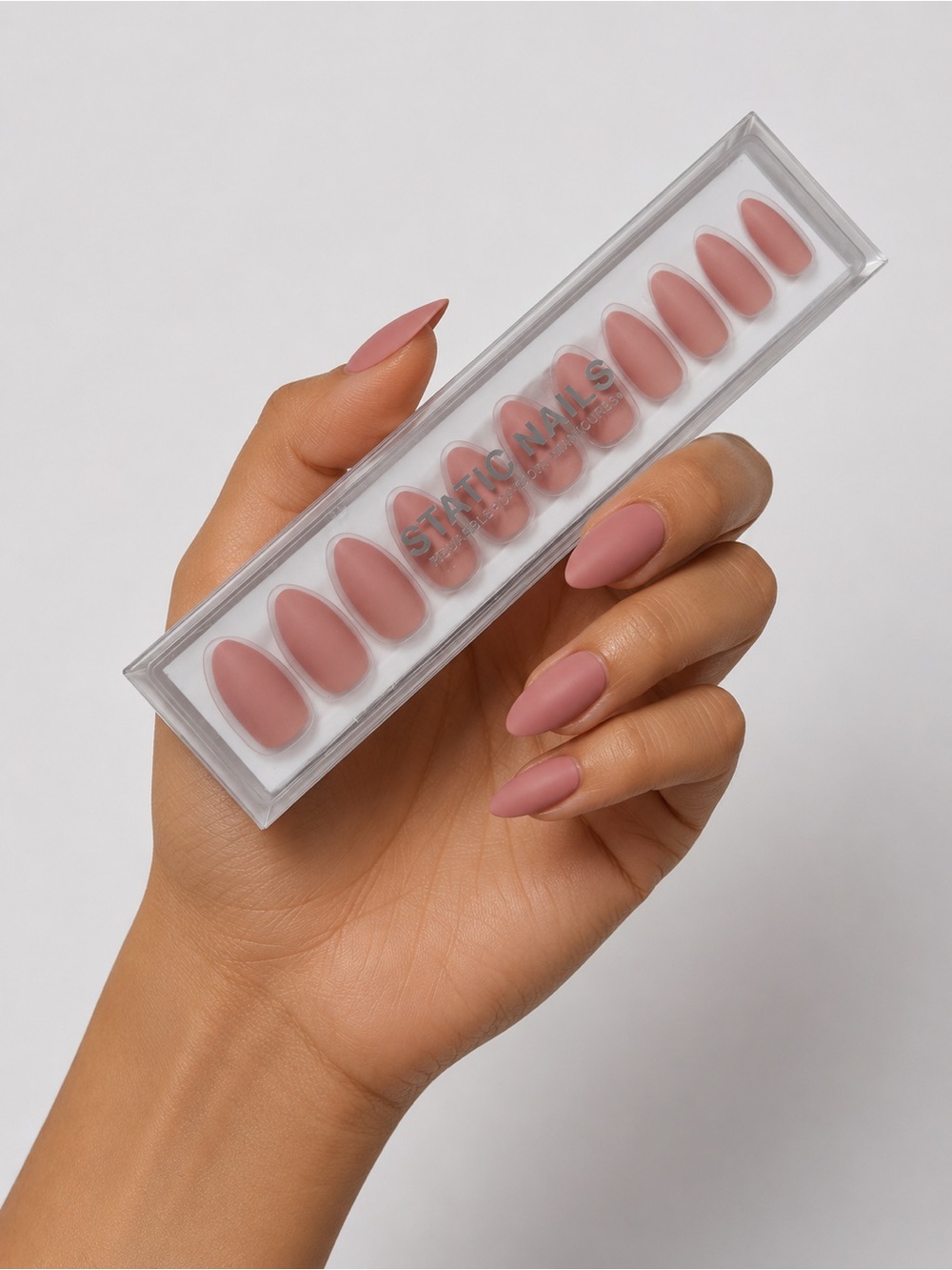 Static Nails Matte Rose Reusable Pop-On Nails | Almond Shape | NIB